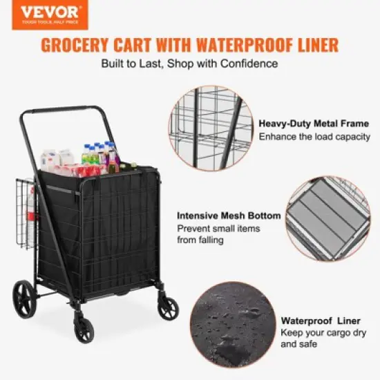 Dexmalle Folding Shopping Cart with Removable Waterproof Liner image {3}
