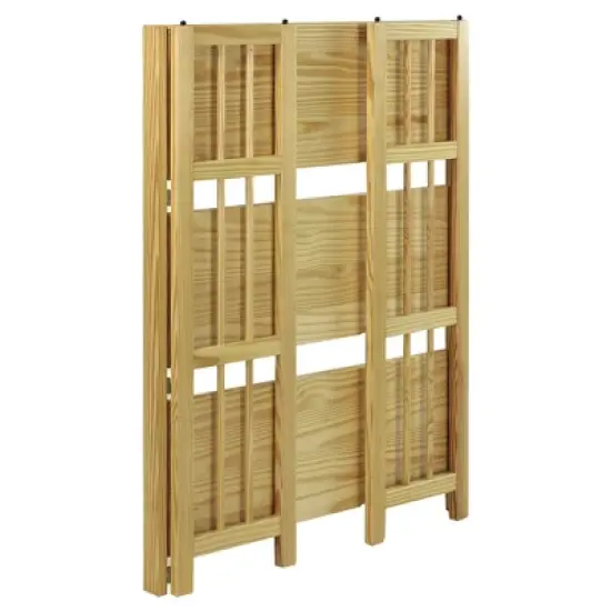 38" Folding 3 Tier Bookshelf Stackable - Flora Home image {2}
