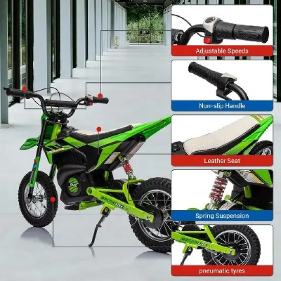 24V Kids Electric Off-Road Motorcycle 250W Motor Air-Filled Tires Metal Suspension Max 22KM/H 139LBS Load for Ages 6+ Riding Toy image {1}