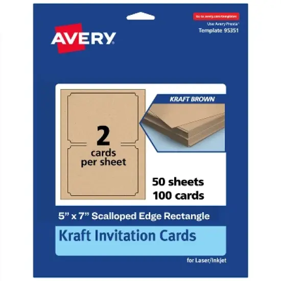Avery Kraft Brown Invitation Cards, 5" x 7" Rectangle Scalloped Edge image {9}