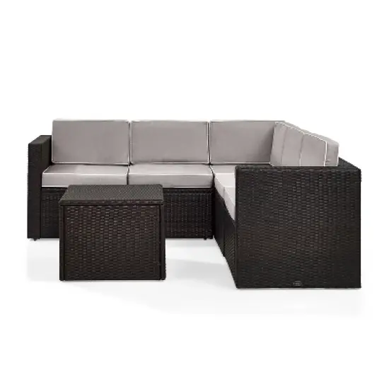 Palm Harbor 6pc Outdoor Wicker Sectional Set - Gray - Crosley image {7}