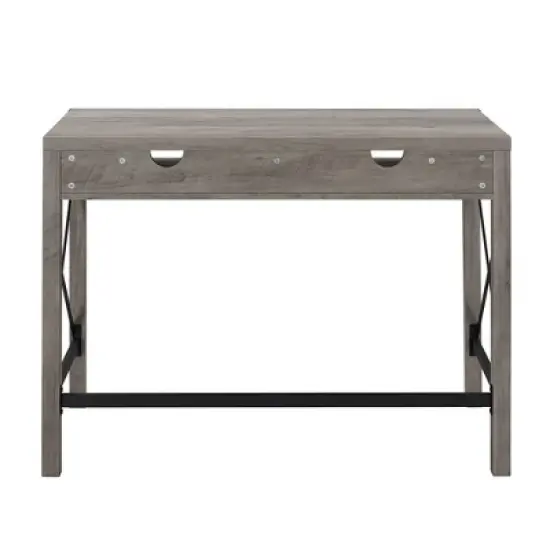 Sophie Modern Farmhouse X Frame Writing Desk with Cubbies Gray Wash - Saracina Home image {3}