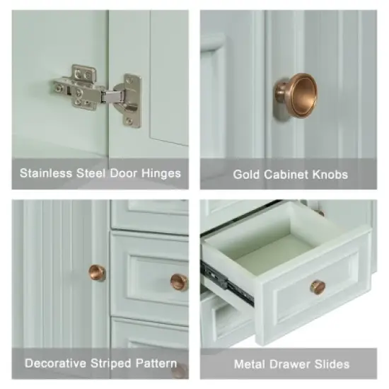 30" Wall-Mounted Bathroom Vanity with Ceramic Sink and Functional Drawers, Mint Green - ModernLuxe image {10}