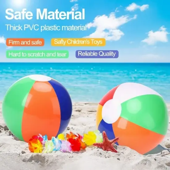 Garvee Inflatable Beach Balls for Kids Pool Toys, Rainbow Color Summer Water Toy Indoor Outdoor Fun Play Game Activities image {4}