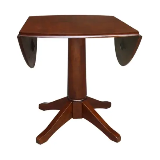30.3" Thea Round Dual Drop Leaf Extendable Dining Table Espresso Brown - International Concepts image {4}