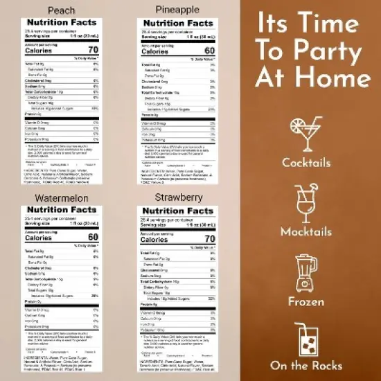 Syruvia Coffee Flavors Variety Pack: Peach, Pineapple, Watermelon & Strawberry 25.4 fl oz Syrup image {2}