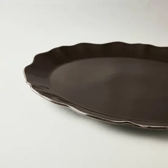 Ceramic Wavy Edge Serving Platter Brown - Hearth & Hand&trade; with Magnolia image {2}