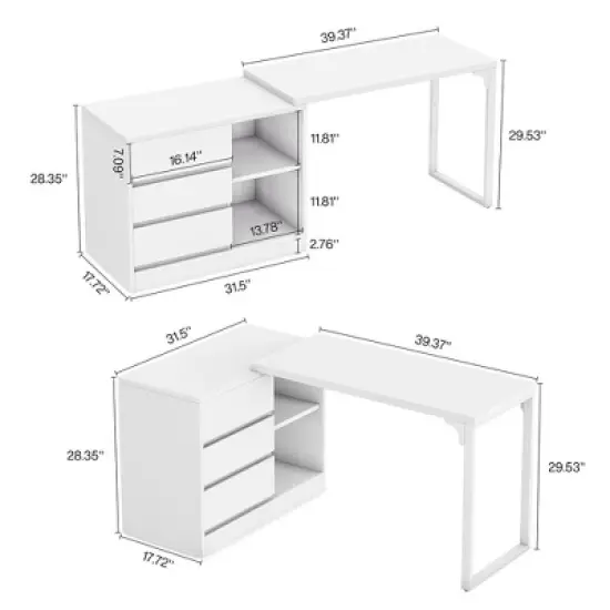 Tribesigns L-Shaped Computer Desk with Drawers and Shelves image {2}