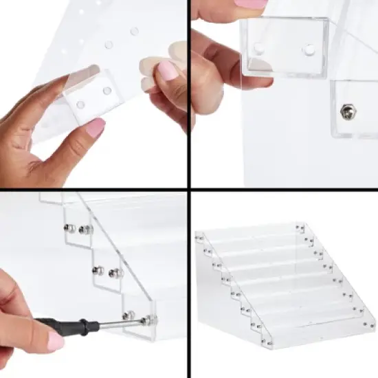 Okuna Outpost 8-Tier Clear Acrylic Nail Polish Display Rack, 96-Bottle Holder Organizer for Salons, 12.75 x 12.5 x 9.25 image {5}