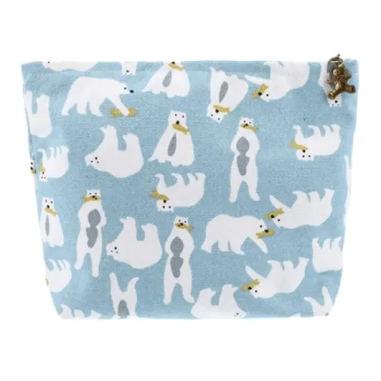 Unique Bargains Women's Durable Polar Bears Cosmetic Bag Blue 1 Pc image {3}