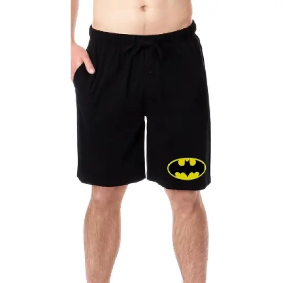 DC Comics Mens' Batman Bat-Symbol Classic Logo Icon Sleep Pajama Shorts Black image {3}
