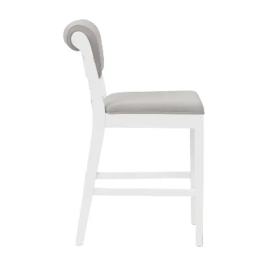 Clarion Wood and Upholstered Panel Back Counter Height Stool Sea White - Hillsdale Furniture image {4}