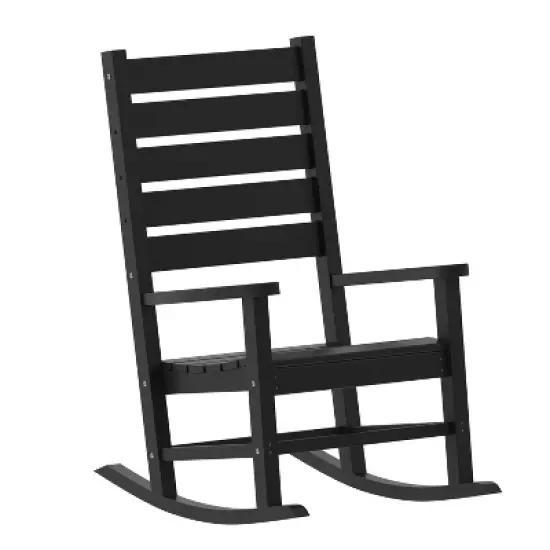 Flash Furniture Manchester Contemporary Rocking Chair, All-Weather HDPE Indoor/Outdoor Rocker image {11}