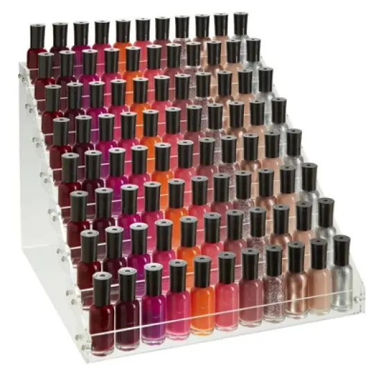 Okuna Outpost 8-Tier Clear Acrylic Nail Polish Display Rack, 96-Bottle Holder Organizer for Salons, 12.75 x 12.5 x 9.25 image {8}