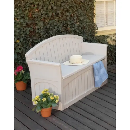 Patio Storage Bench 50 Gallon - Taupe - Suncast image {2}