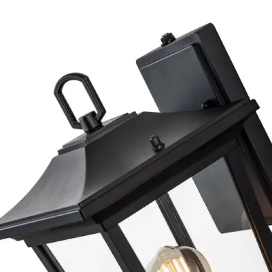 C Cattleya 1-Light Matte Black Dusk to Dawn Outdoor Wall Light with Clear Tempered Glass image {3}