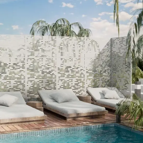 PexFix 72 in. x 35 in. Outdoor Privacy Rectangle Screen Galvanized Steel Panel Divider in White image {1}