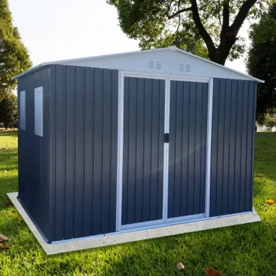 Metal Garden Shed with Lockable Door and Windows,Aluminum Alloy Frame Outdoor Storage Shed,Weatherproof Metal Utility Tool Shed-Coolbibila image {2}