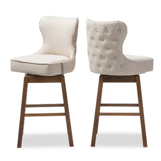 Gradisca Modern And Contemporary Wood Finishing Upholstered Barstools Set Of 2 - Baxton Studio image {7}