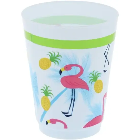 Blue Panda 16 Packs Plastic 16 oz Party Cups Tropical Flamingo Reusable Tumblers for Kids Girls Birthday Parties image {2}