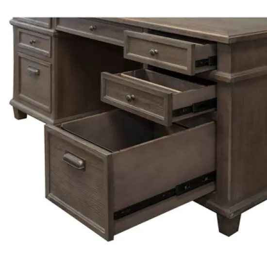 Carson Double Pedestal Desk Brown - Martin Furniture image {3}