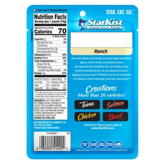 StarKist Tuna Creations Ranch Pouch - 2.6oz image {1}