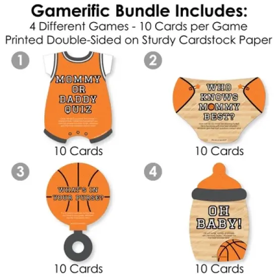 Big Dot of Happiness Nothin&rsquo; But Net - Basketball - 4 Baby Shower Games - 10 Cards Each - Gamerific Bundle image {2}