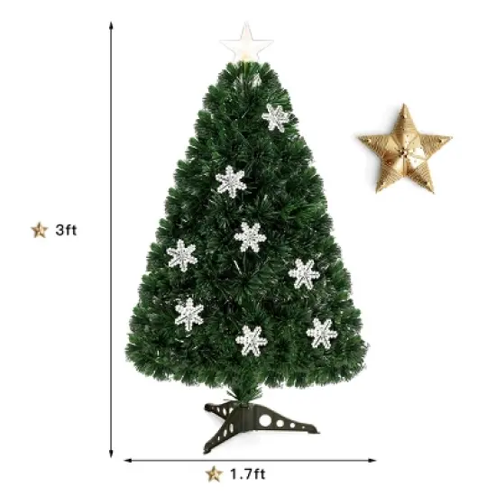 Costway 3FT Pre-Lit Fiber Optic Artificial Christmas Tree with Multicolor Led Lights image {9}