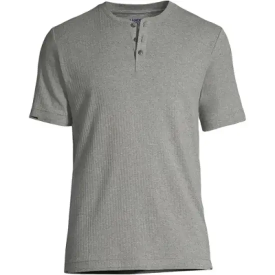 Lands' End Men's Knit Rib Short Sleeve Henley Pajama Shirt image {2}
