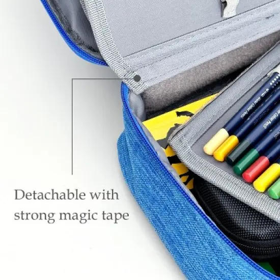Wrapables Large Capacity 72 Slot Pencil Case for Colored Pencils, Stationery Pouch, Blue image {3}