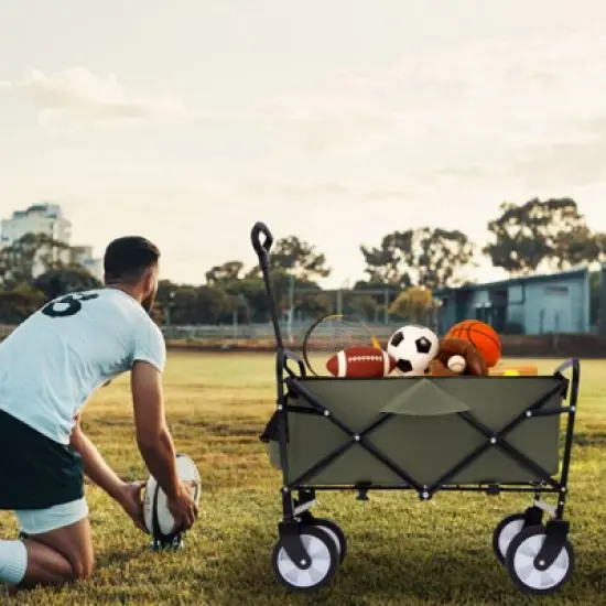 RISOKEYS Outdoor Collapsible Wagon Cart with 3-Piece Waterproof Liners and All-Terrain 360&deg; Wheels,Foldable Utility Cart for Beach,Camping image {8}