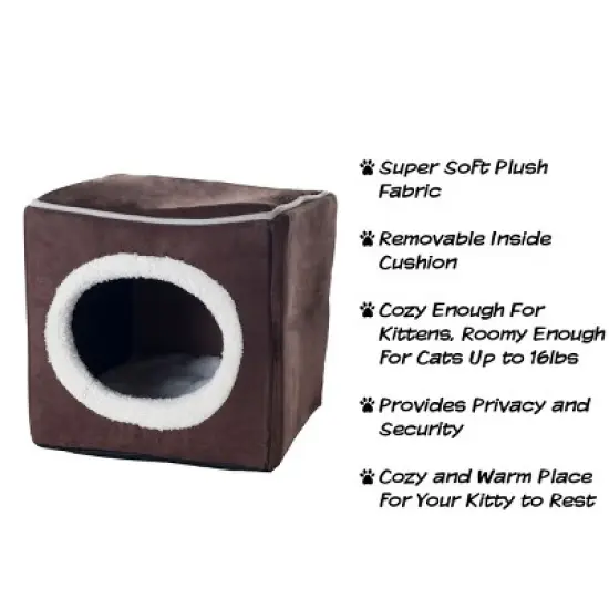 Pet Adobe Cozy Cave Enclosed Cube Pet Bed - Dark Coffee image {3}