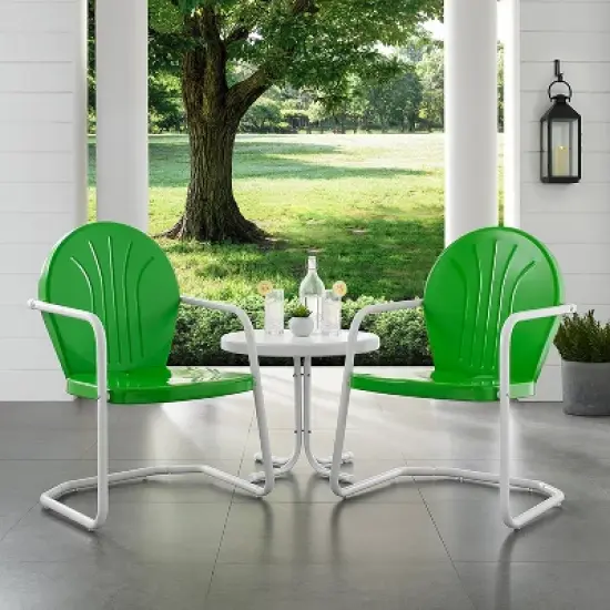 Griffith 3pc Outdoor Conversation Set - Kelly Green - Crosley image {1}