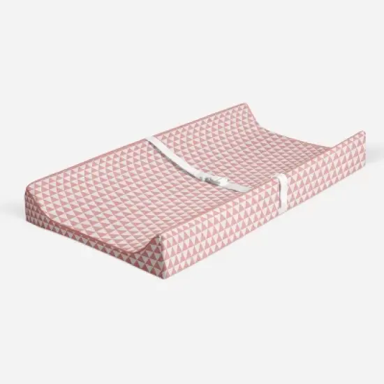 Bacati - Olivia Coral Triangles Quilted Muslin Changing Pad Cover image {1}