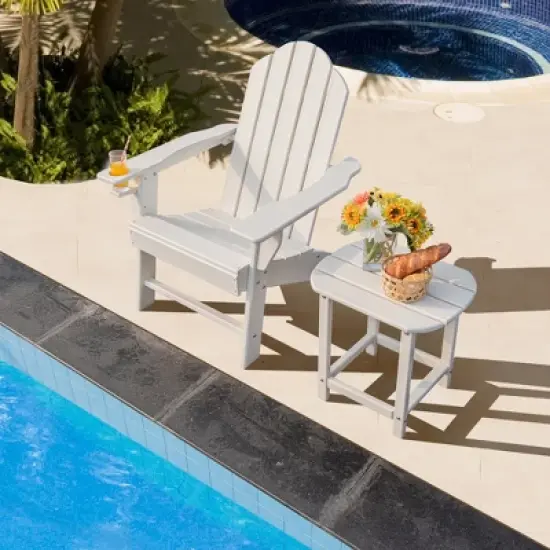 Costway 2PCS Patio Adirondack Chair Side Table Set Weather Resistant Cup Holder image {1}