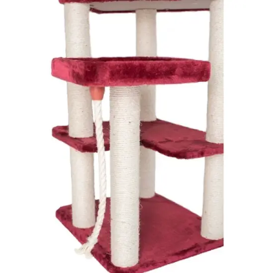 Armarkat Real Wood Cat Tower, Ultra thick Faux Fur Covered Cat Condo House A6902B, Burgundy; image {4}