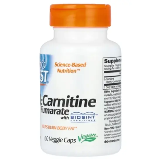 Doctor's Best L-Carnitine Fumarate, Non-GMO, Vegan, Gluten Free, Heart Health, 855 mg, 60 Count Veggie Caps image {2}