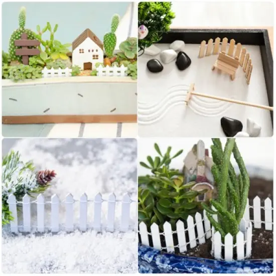 Unique Bargains Wood Decorative Miniature Ornament DIY Garden Picket Fence image {3}