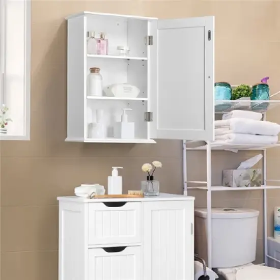 Yaheetech 3 Tier Wall Mounted Storage Cabinet with Adjustable Shelf image {1}