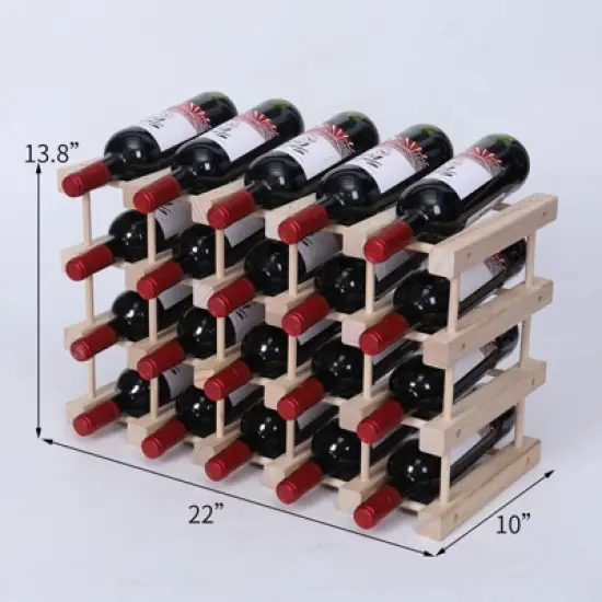 Itopfox Wooden Stackable Wine Rack for Countertop or Floor - Freestanding Cabinet Holds 20 Bottles image {7}