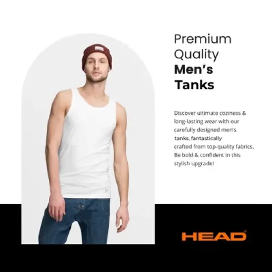HEAD 3pk Mens Tank Top Breathable Tagless Comfortable Cotton Mens Modern Fit T Shirt image {1}