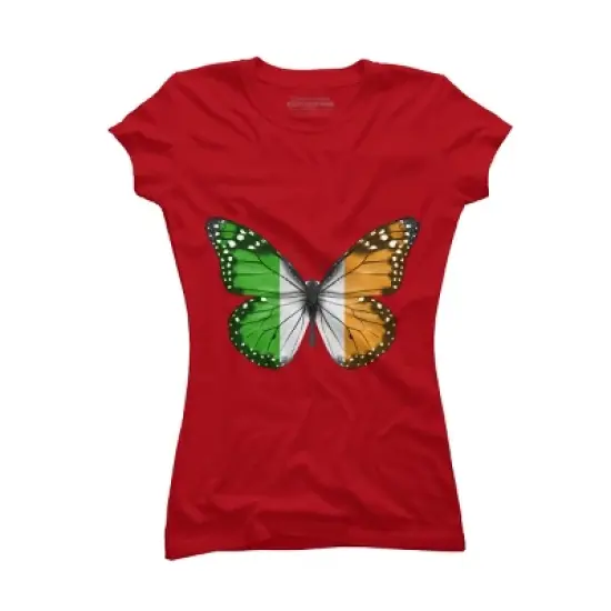 Junior's Design By Humans Butterfly Flag Of Ireland By GiftsIdeas T-Shirt image {5}
