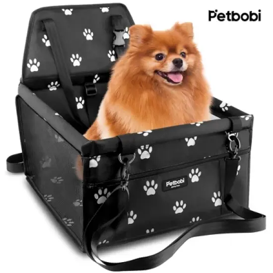Petbobi Dog Car Booster Seat for Cat Holiday Gift Pet Bag Portable and Breathable with Seat Belt with Clip on Leash and Storage Pocket, Pink image {7}
