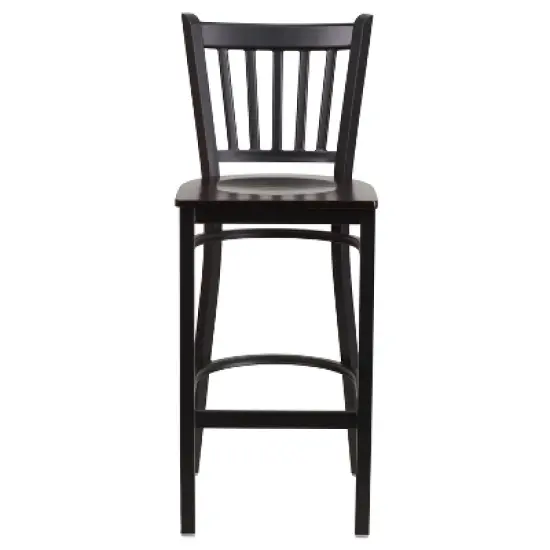 Flash Furniture Black Vertical Back Metal Restaurant Barstool image {4}