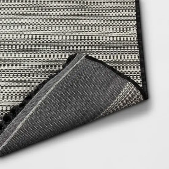 7' x 10' Outdoor Rug Striped Fringe Black - Project 62&trade; image {2}