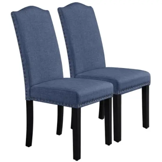 Yaheetech Set of 2 Fabric Upholstered Classic Tall Back Dining Chair image {9}