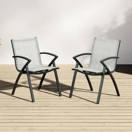 Aluminum Outdoor Dining Chairs with Quick-Dry Textilene Mesh, Ergonomic Support for Patio, Poolside image {4}