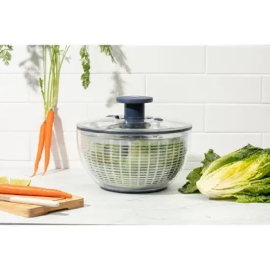 Luminuxe Salad Spinner Lettuce Spinner Vegetable Cleaner and Dryer, One-Handed Use, Built-in Draining System for Fresh, Crisp Clean Salad - 5.3 Quarts image {5}