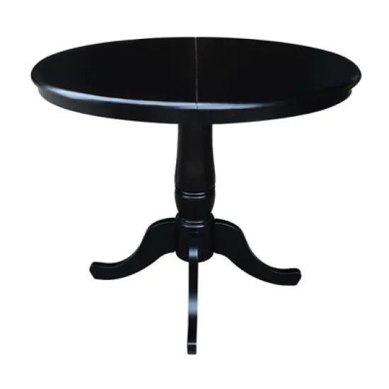 36" Round Top Pedestal Dining Table with 12" Drop Leaf - International Concepts image {1}
