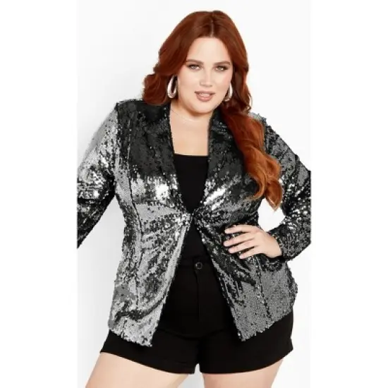 Women's Plus Size Sequin Seduction Jacket - gunmetal | CITY CHIC image {6}